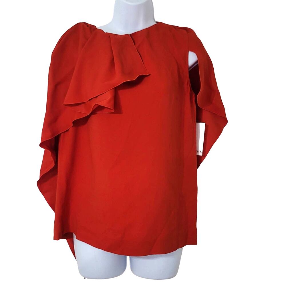 Antonio Berardi Sleeveless Blouse Orange Ruffle Asymmetrical Artsy Italy 6 / M